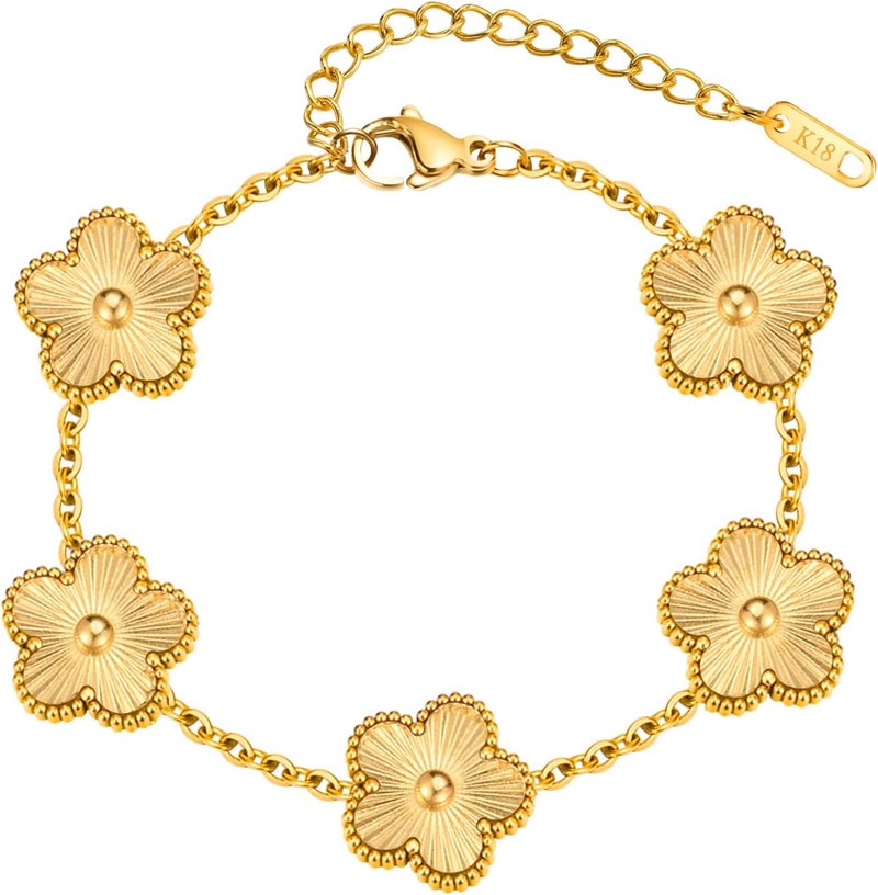 MPRAINBOW Women Gold Bracelets Jewelry Set - 18K Gold Plated Floral Bracelets,Stainless Steel Charm Bracelet Non-Tarnish,Adjustable lucky Chain Set Trendy Gift,Christmas Valentines Birthday Gifts for Girlfriend - Image 1